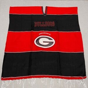 Georgia Bulldogs Poncho Adult One Size Black Red Striped NCAA Oversized